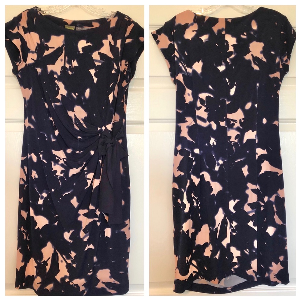 A Pea in the Pod dark navy blue and pink dress